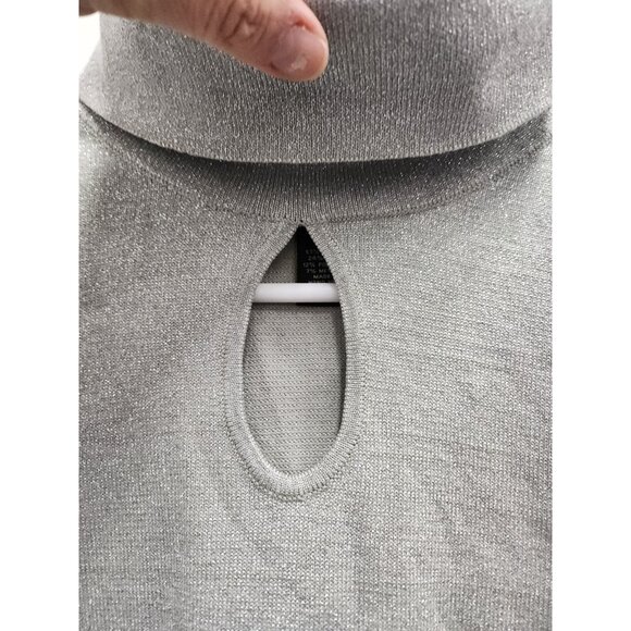 Lane Bryant Sweater Womens 14/16 Silver Metallic Turtleneck Pullover Holiday - Picture 4 of 9
